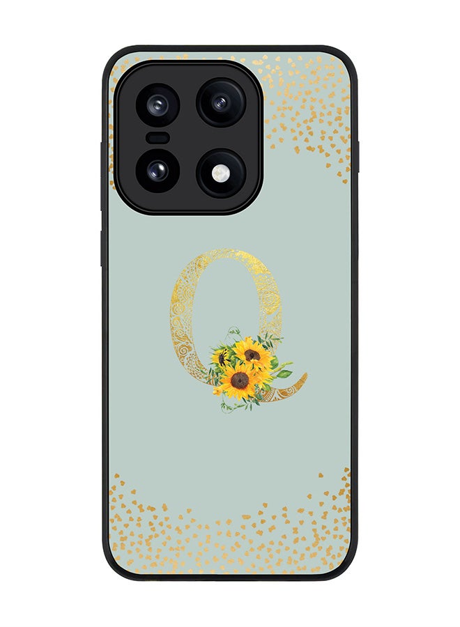 For OnePlus 15 Case,Slim fit Camera Protection, Shockproof Thin Phone cover  - Custom Floral Monogram - Q  (Light Grey )